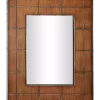 Buy 🎉 Large Rectangular Golden Brown Wood Wall Mirror with Metal Grid Overlay, 36 in x 44 in by Monroe Lane 🧨