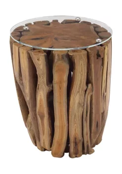 Hot Sale 🔥 Rustic Teak Wood Accent Table by Monroe Lane 😀