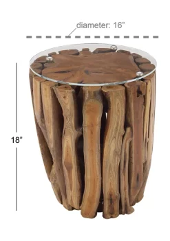 Hot Sale 🔥 Rustic Teak Wood Accent Table by Monroe Lane 😀 -Monroe Lane Sales Belk 10321