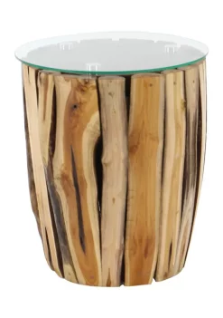 Hot Sale 🔥 Rustic Teak Wood Accent Table by Monroe Lane 😀 -Monroe Lane Sales Belk 10323