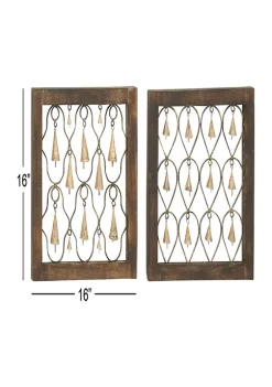 Top 10 ⭐ Farmhouse Mango Wood Wall Decor - Set of 2 by Monroe Lane 🥰 -Monroe Lane Sales Belk 10405
