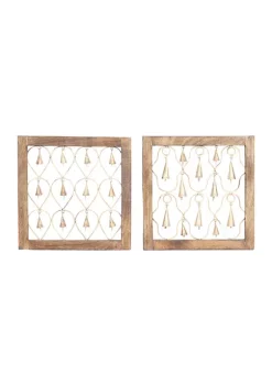 Top 10 ⭐ Farmhouse Mango Wood Wall Decor - Set of 2 by Monroe Lane 🥰 -Monroe Lane Sales Belk 10406