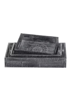 Outlet 🎉 Traditional Wood Tray - Set of 3 by Monroe Lane 🔔