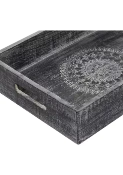 Outlet 🎉 Traditional Wood Tray - Set of 3 by Monroe Lane 🔔 -Monroe Lane Sales Belk 10409