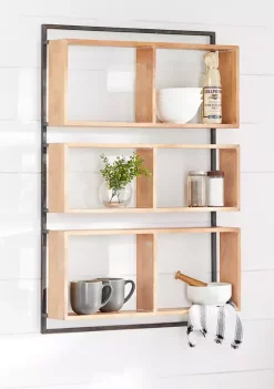 Discount π Brown Wood Industrial Wall Shelf by Monroe Lane π