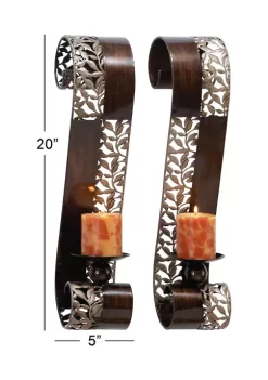 Best Pirce 🧨 Traditional Metal Wall Sconce - Set of 2 by Monroe Lane 🌟 -Monroe Lane Sales Belk 1045