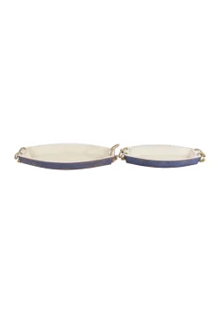 Buy 💯 Coastal Wood Tray - Set of 2 by Monroe Lane 🔔 -Monroe Lane Sales Belk 10453