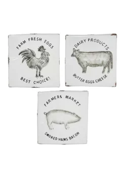 Flash Sale β Set of 3 12 in x 12 in Black and White Metal Farmhouse Wall Signs by Monroe Lane π