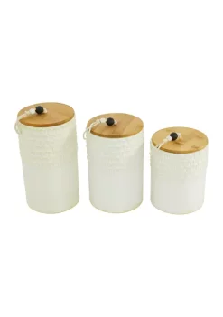 New 😉 Country Cottage Ceramic Decorative Jars - Set of 3 by Monroe Lane 🧨 -Monroe Lane Sales Belk 10555