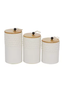 New 😉 Country Cottage Ceramic Decorative Jars - Set of 3 by Monroe Lane 🧨 -Monroe Lane Sales Belk 10556