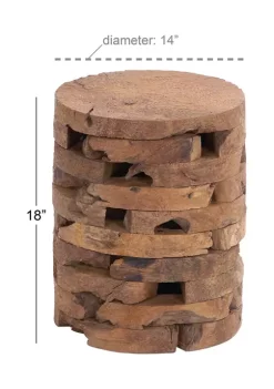 Outlet ⌛ Contemporary Teak Wood Accent Table by Monroe Lane 🌟 -Monroe Lane Sales Belk 10706