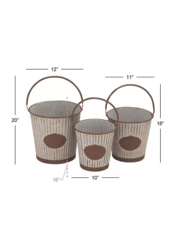 New 🎁 Farmhouse Metal Planter - Set of 3 by Monroe Lane ✔️ -Monroe Lane Sales Belk 10733