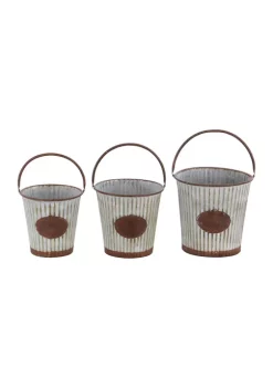 New 🎁 Farmhouse Metal Planter - Set of 3 by Monroe Lane ✔️ -Monroe Lane Sales Belk 10735