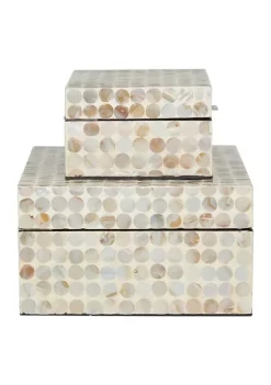 Best reviews of 🔔 Coastal Shell Box - Set of 2 by Monroe Lane 🥰 -Monroe Lane Sales Belk 10773