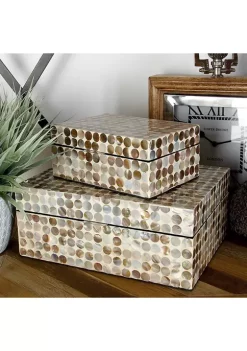 Best reviews of 🔔 Coastal Shell Box - Set of 2 by Monroe Lane 🥰 -Monroe Lane Sales Belk 10774