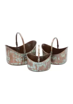 Best Sale ❤️ Rustic Metal Planter - Set of 3 by Monroe Lane 🛒