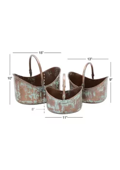 Best Sale ❤️ Rustic Metal Planter - Set of 3 by Monroe Lane 🛒 -Monroe Lane Sales Belk 10785