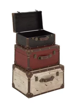 Best Pirce ✨ Farmhouse Wood Trunk - Set of 3 by Monroe Lane 🥰 -Monroe Lane Sales Belk 10920