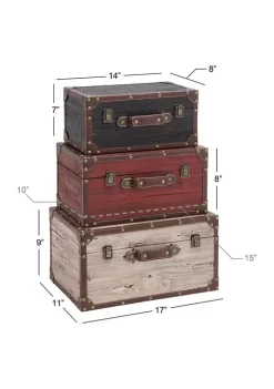 Best Pirce ✨ Farmhouse Wood Trunk - Set of 3 by Monroe Lane 🥰 -Monroe Lane Sales Belk 10921