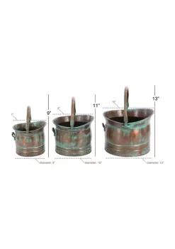 Discount ⭐ Rustic Metal Planter - Set of 3 by Monroe Lane 😀 -Monroe Lane Sales Belk 11069
