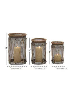Promo 🌟 Rustic Metal Candle Lantern - Set of 3 by Monroe Lane ⭐ -Monroe Lane Sales Belk 11417