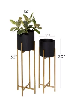 Hot Sale 👏 Contemporary Metal Planter - Set of 2 by Monroe Lane 🎉 -Monroe Lane Sales Belk 11435