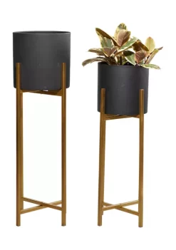 Hot Sale 👏 Contemporary Metal Planter - Set of 2 by Monroe Lane 🎉 -Monroe Lane Sales Belk 11438
