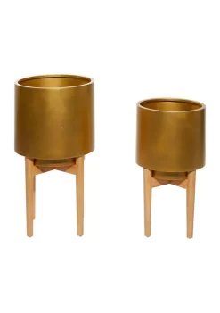 Best reviews of 🧨 Contemporary Metal Planter - Set of 2 by Monroe Lane 👏 -Monroe Lane Sales Belk 11494