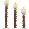 Outlet ❤️ Mango Wood Traditional Candle Holder Set of 3 by Monroe Lane 🧨
