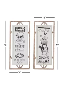 Promo 😀 Wood Farmhouse Wall Décor - Set of 2 by Monroe Lane 🎉 -Monroe Lane Sales Belk 11702