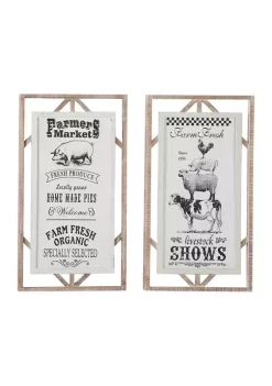 Promo 😀 Wood Farmhouse Wall Décor - Set of 2 by Monroe Lane 🎉 -Monroe Lane Sales Belk 11705