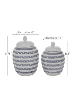 Budget 🔥 Coastal Ceramic Decorative Jars - Set of 2 by Monroe Lane ✔️ -Monroe Lane Sales Belk 12014