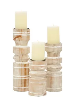 Buy β¨ Coastal Wood Candle Holder - Set of 3 by Monroe Lane π
