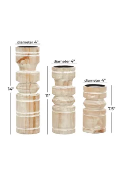 Buy ✨ Coastal Wood Candle Holder - Set of 3 by Monroe Lane 😉 -Monroe Lane Sales Belk 12138