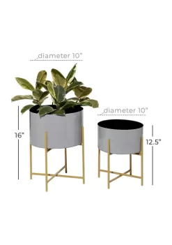 Discount ✨ Modern Metal Planter - Set of 2 by Monroe Lane ✨ -Monroe Lane Sales Belk 12315