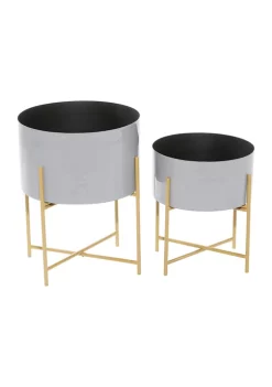 Discount ✨ Modern Metal Planter - Set of 2 by Monroe Lane ✨ -Monroe Lane Sales Belk 12317