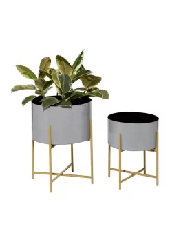 Discount ✨ Modern Metal Planter - Set of 2 by Monroe Lane ✨ -Monroe Lane Sales Belk 12318