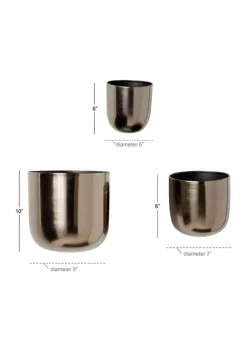 Discount 🛒 Contemporary Metal Planter - Set of 3 by Monroe Lane 🔔 -Monroe Lane Sales Belk 12525