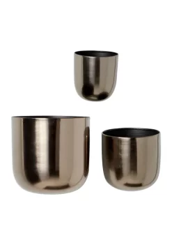 Discount 🛒 Contemporary Metal Planter - Set of 3 by Monroe Lane 🔔 -Monroe Lane Sales Belk 12528