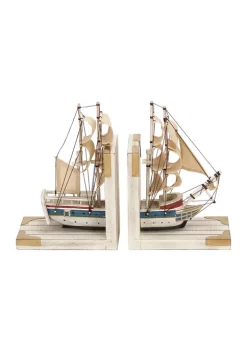 Deals 🤩 Coastal Wood Bookends - Set of 2 by Monroe Lane 🧨 -Monroe Lane Sales Belk 12582