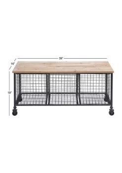 Hot Sale 🔔 Industrial Wood Storage Bench by Monroe Lane 👏 -Monroe Lane Sales Belk 12673