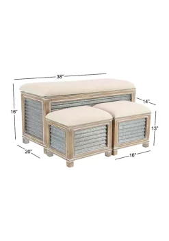 Brand new 🎉 Farmhouse Wood Storage Bench - Set of 3 by Monroe Lane ✔️ -Monroe Lane Sales Belk 12719