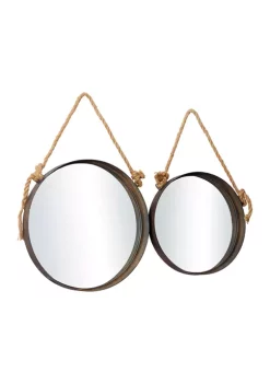 Discount 🛒 Industrial Metal Wall Mirror - Set of 2 by Monroe Lane ⭐ -Monroe Lane Sales Belk 12761
