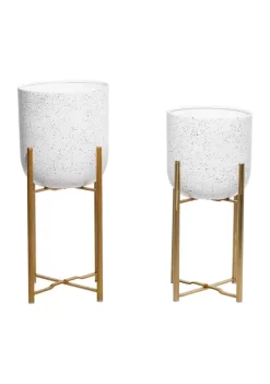 Promo 👍 Glam Metal Planter - Set of 2 by Monroe Lane 😍 -Monroe Lane Sales Belk 12834