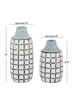 Deals 😀 Coastal Ceramic Vase - Set of 2 by Monroe Lane ⌛ -Monroe Lane Sales Belk 12883