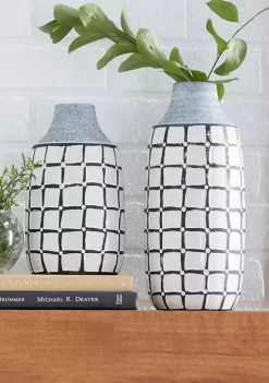 Deals 😀 Coastal Ceramic Vase - Set of 2 by Monroe Lane ⌛ -Monroe Lane Sales Belk 12884