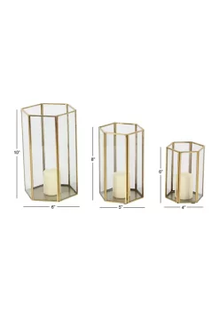 Cheap 🔥 Modern Glass Candle Lantern - Set of 3 by Monroe Lane ✔️ -Monroe Lane Sales Belk 12915