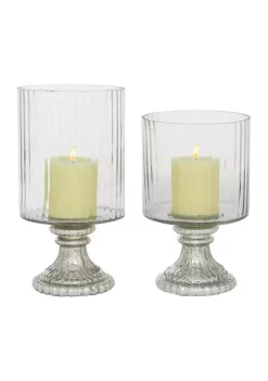 Budget 👏 Vintage Glass Hurricane Lamp - Set of 2 by Monroe Lane 🔥