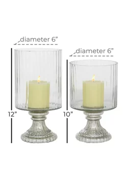 Budget 👏 Vintage Glass Hurricane Lamp - Set of 2 by Monroe Lane 🔥 -Monroe Lane Sales Belk 13016