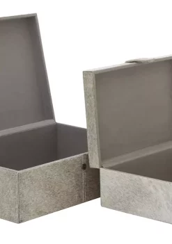 Coupon 👍 Glam Leather Box - Set of 2 by Monroe Lane 😀 -Monroe Lane Sales Belk 1310